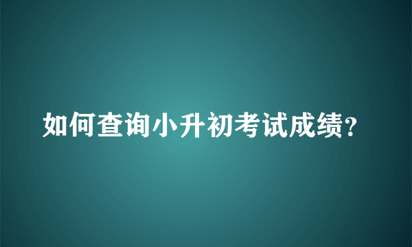 如何查询小升初考试成绩？