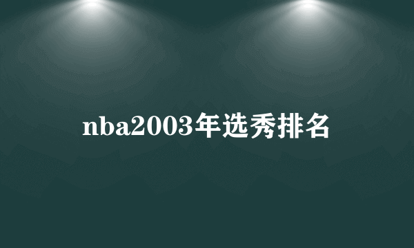 nba2003年选秀排名