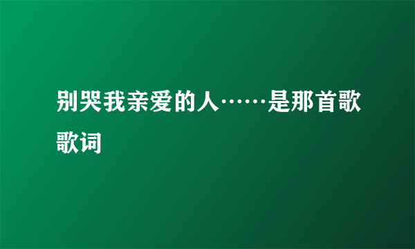 别哭我亲爱的人……是那首歌歌词