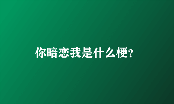 你暗恋我是什么梗？