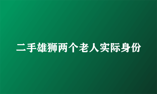 二手雄狮两个老人实际身份