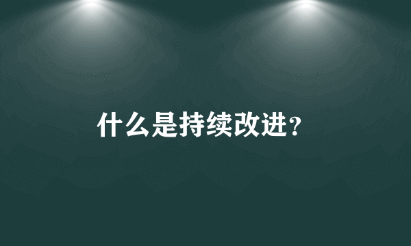 什么是持续改进？