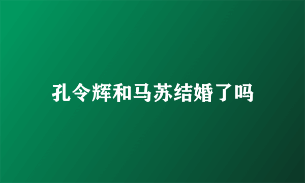 孔令辉和马苏结婚了吗