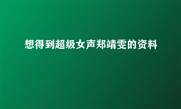 想得到超级女声郑靖雯的资料