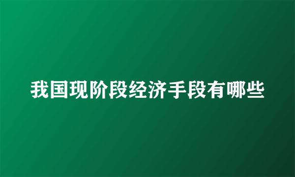 我国现阶段经济手段有哪些