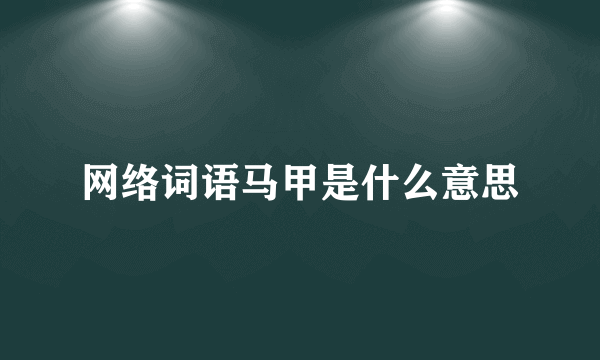 网络词语马甲是什么意思