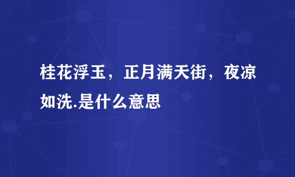 桂花浮玉，正月满天街，夜凉如洗.是什么意思