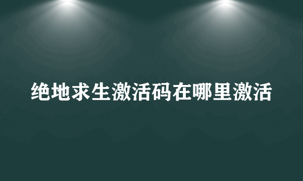 绝地求生激活码在哪里激活