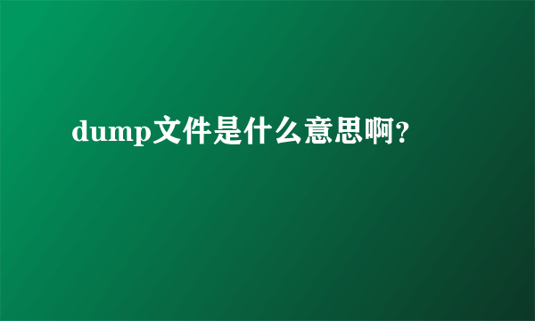 dump文件是什么意思啊？