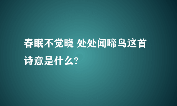 春眠不觉晓 处处闻啼鸟这首诗意是什么?