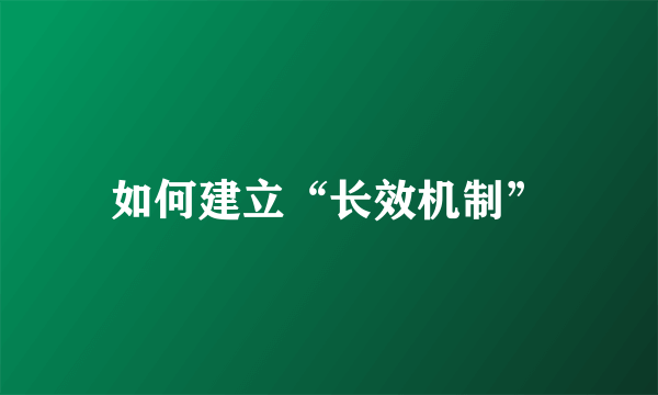 如何建立“长效机制”