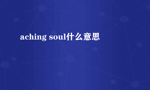 aching soul什么意思