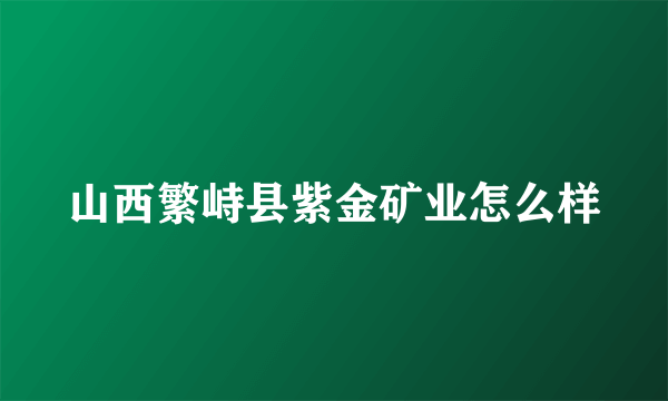 山西繁峙县紫金矿业怎么样