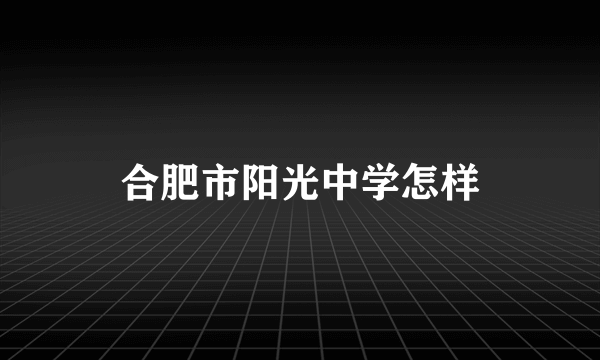 合肥市阳光中学怎样