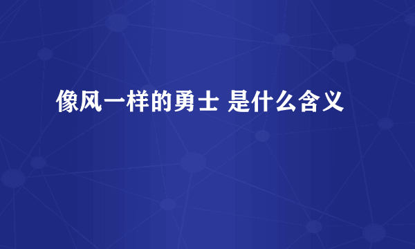 像风一样的勇士 是什么含义