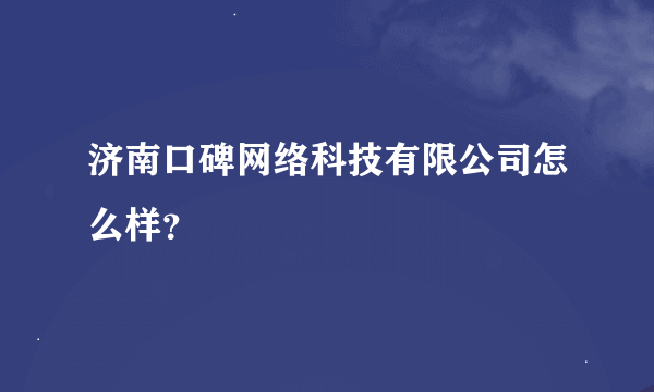 济南口碑网络科技有限公司怎么样？