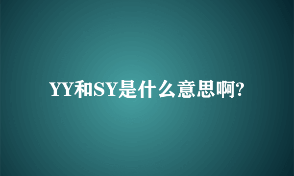 YY和SY是什么意思啊?