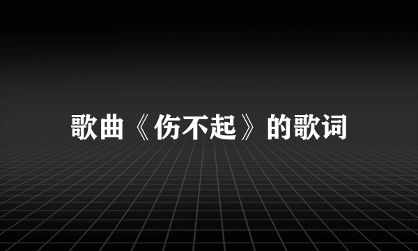 歌曲《伤不起》的歌词