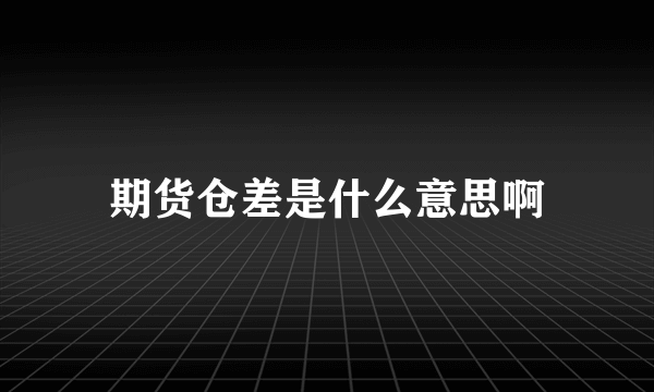 期货仓差是什么意思啊