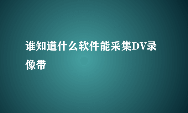 谁知道什么软件能采集DV录像带