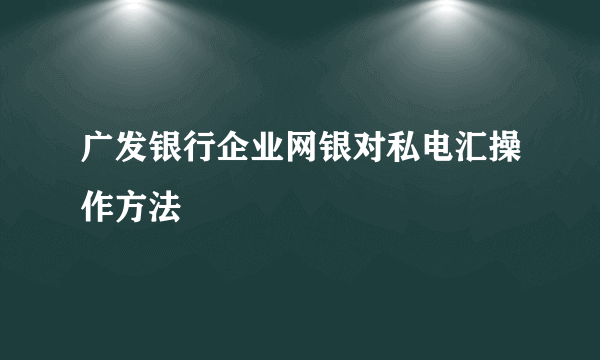 广发银行企业网银对私电汇操作方法