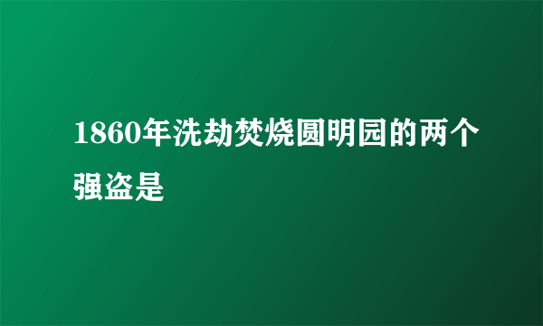 1860年洗劫焚烧圆明园的两个强盗是