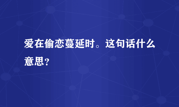 爱在偷恋蔓延时。这句话什么意思？