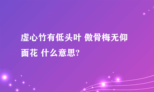 虚心竹有低头叶 傲骨梅无仰面花 什么意思?