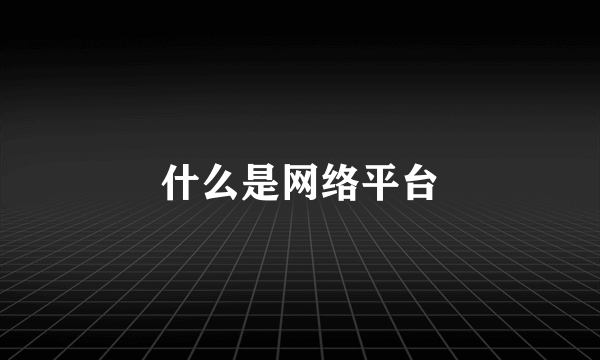 什么是网络平台