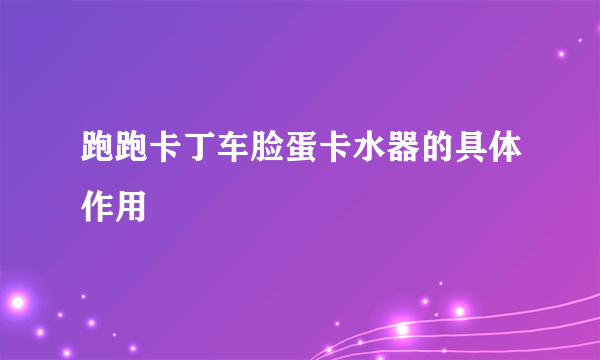 跑跑卡丁车脸蛋卡水器的具体作用