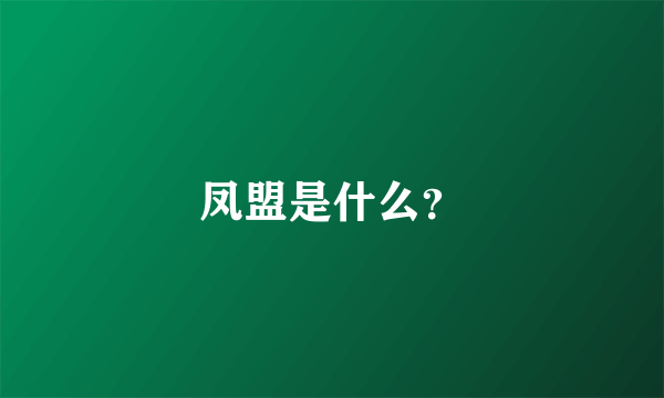 凤盟是什么？