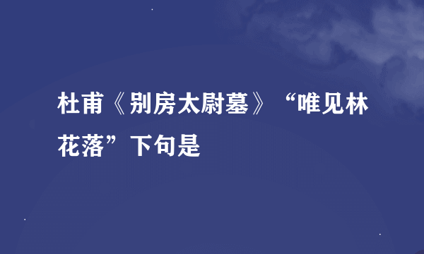 杜甫《别房太尉墓》“唯见林花落”下句是