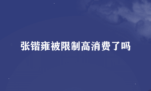 张锴雍被限制高消费了吗