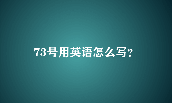 73号用英语怎么写？