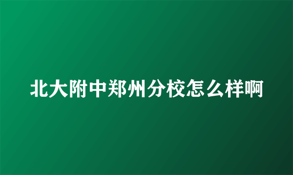 北大附中郑州分校怎么样啊