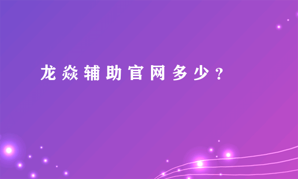 龙 焱 辅 助 官 网 多 少 ？