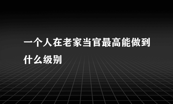 一个人在老家当官最高能做到什么级别