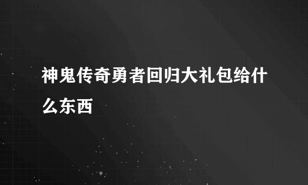 神鬼传奇勇者回归大礼包给什么东西