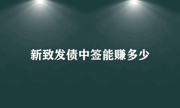 新致发债中签能赚多少