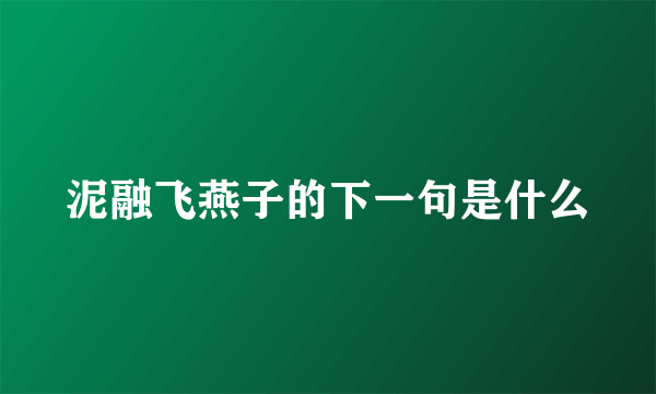 泥融飞燕子的下一句是什么