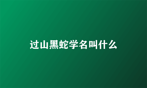 过山黑蛇学名叫什么