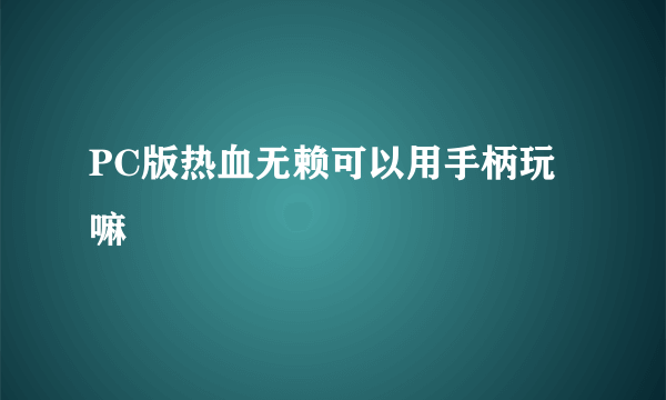 PC版热血无赖可以用手柄玩嘛