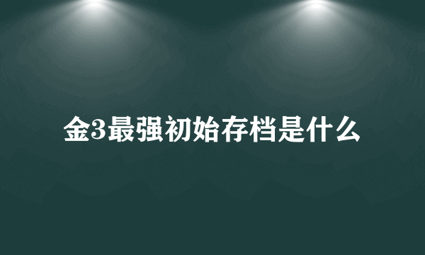 金3最强初始存档是什么