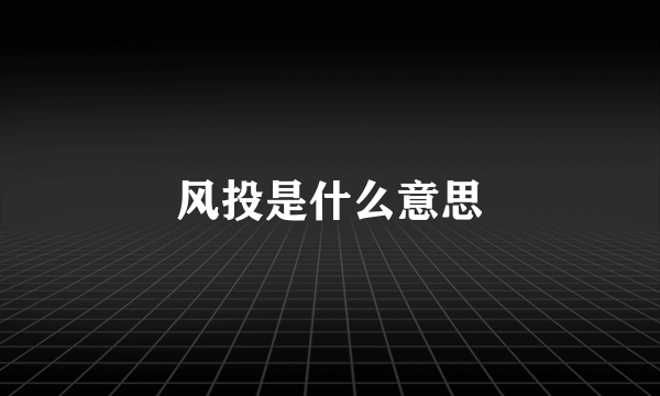 风投是什么意思