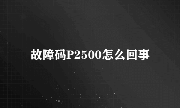 故障码P2500怎么回事