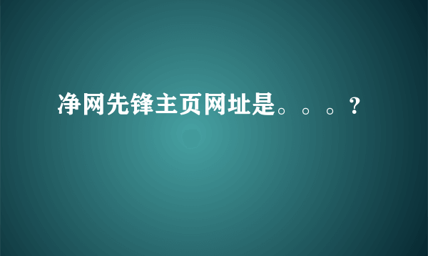 净网先锋主页网址是。。。？