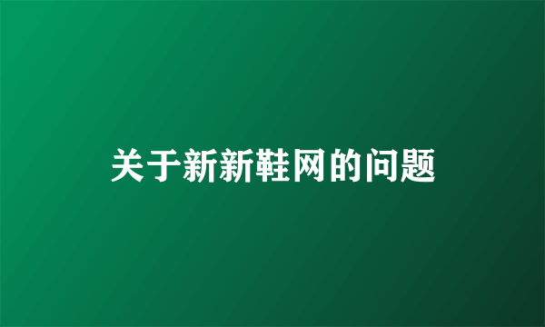 关于新新鞋网的问题