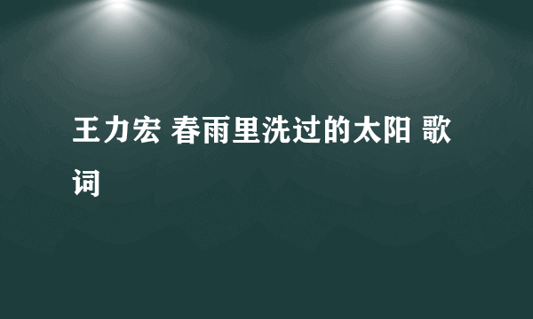 王力宏 春雨里洗过的太阳 歌词