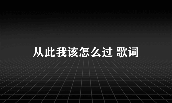 从此我该怎么过 歌词