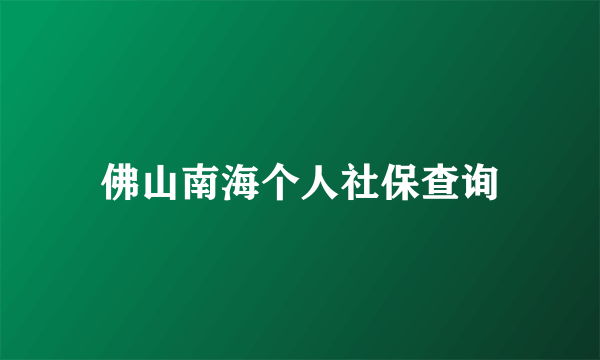 佛山南海个人社保查询